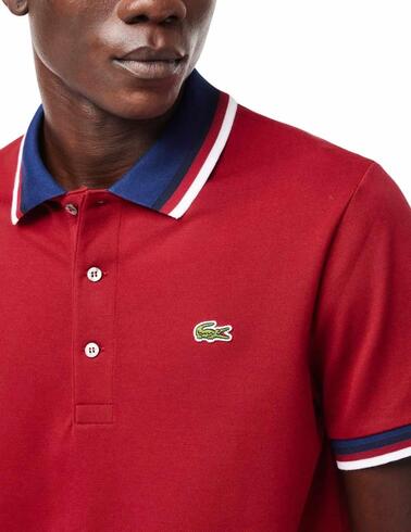 Polo Lacoste regular fit con cuello a contraste de hombre