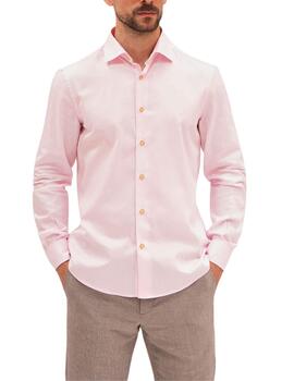 Camisa Florentino regular fit con tejido estructurado rosa