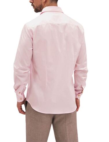 Camisa Florentino regular fit con tejido estructurado rosa