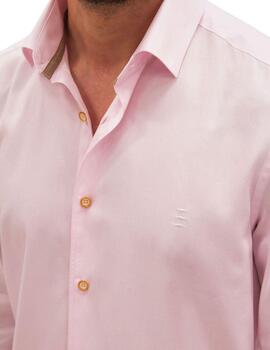 Camisa Florentino regular fit con tejido estructurado rosa