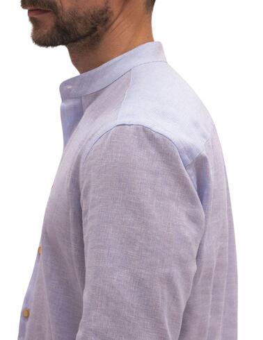 Camisa Florentino con cuello mao y mezcla de lino de hombre
