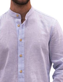 Camisa Florentino con cuello mao y mezcla de lino de hombre