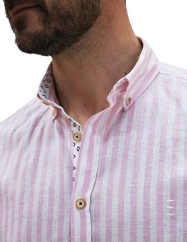 Camisa Florentino slim fit de lino con estampado a rayas