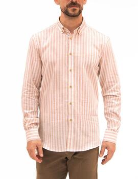 Camisa Florentino slim fit de lino con estampado a rayas