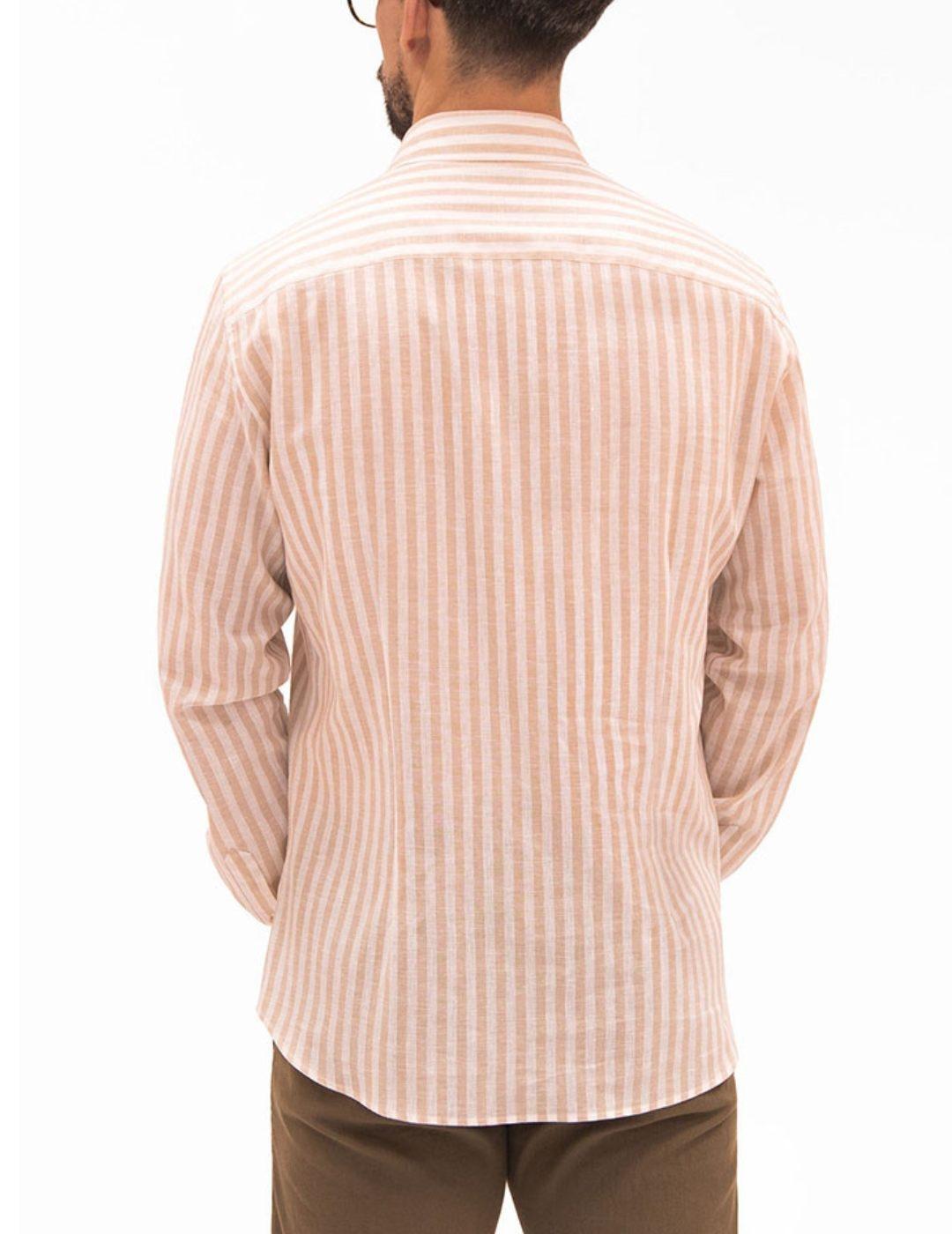 Camisa Florentino slim fit de lino con estampado a rayas