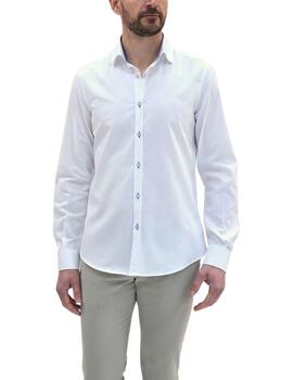 Camisa Florentino slim fit con detalles contrastados blanca