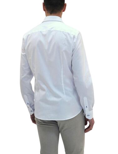 Camisa Florentino slim fit con detalles contrastados blanca