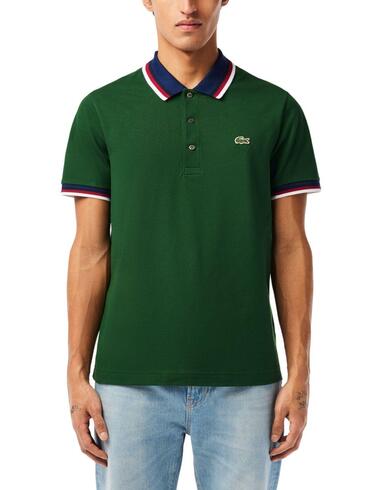 Polo Lacoste regular fit con cuello a contraste de hombre