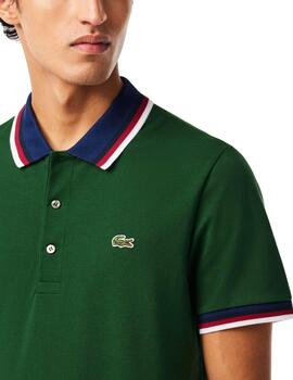 Polo Lacoste regular fit con cuello a contraste de hombre