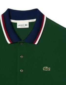 Polo Lacoste regular fit con cuello a contraste de hombre