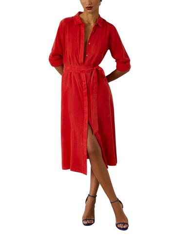 Vestido camisero largo Lion of Porches de mujer en rojo