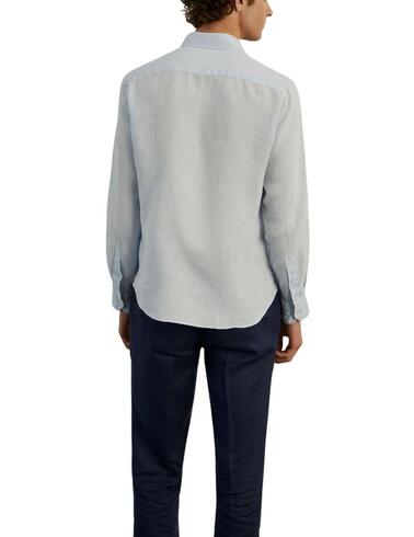 Camisa Lion of Porches slim fit de lino manga larga hombre