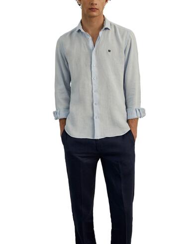 Camisa Lion of Porches slim fit de lino manga larga hombre