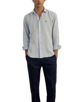 Camisa Lion of Porches slim fit de lino manga larga hombre