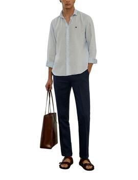 Camisa Lion of Porches slim fit de lino manga larga hombre