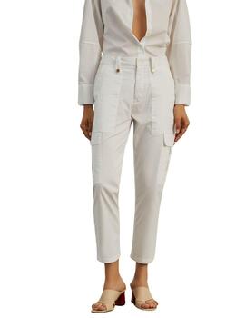 Pantalón cargo Lion of Porches en blanco para mujer