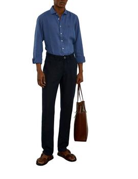 Camisa Lion of Porches slim fit de lino manga larga hombre