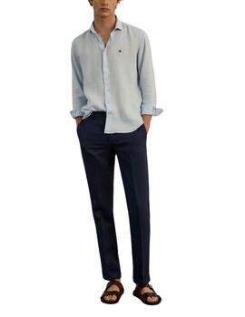 Pantalón chino Lion of Porches regular de lino de hombre