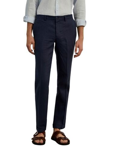 Pantalón chino Lion of Porches regular de lino de hombre