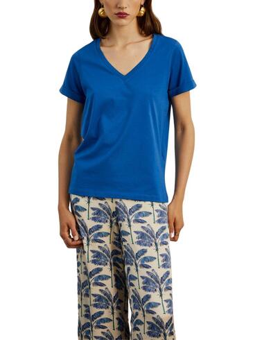 Camiseta Lion of Porches básica con cuello a pico de mujer