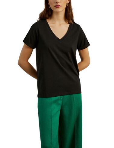 Camiseta Lion of Porches básica con cuello a pico de mujer