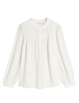 Camisa Indi & Cold de manga larga con bordado smoke blanca