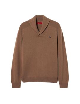 Jersey Lion of Porches con cuello smoking de hombre en camel
