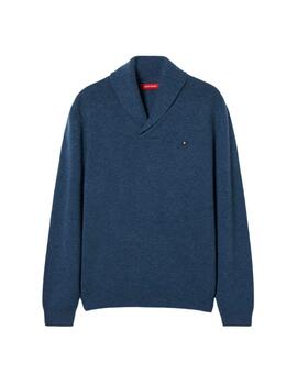 Lion of Porches jersey azul hombre cuello smoking