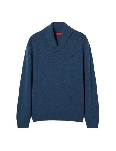 Lion of Porches jersey azul hombre cuello smoking
