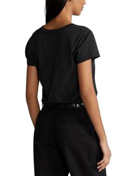 Camiseta Polo Ralph Lauren básica cuello pico negro mujer