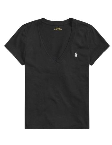 Camiseta Polo Ralph Lauren básica cuello pico negro mujer