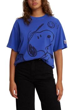 Camiseta Levis Penauts Graphic Relaxed Tee azulón de mujer