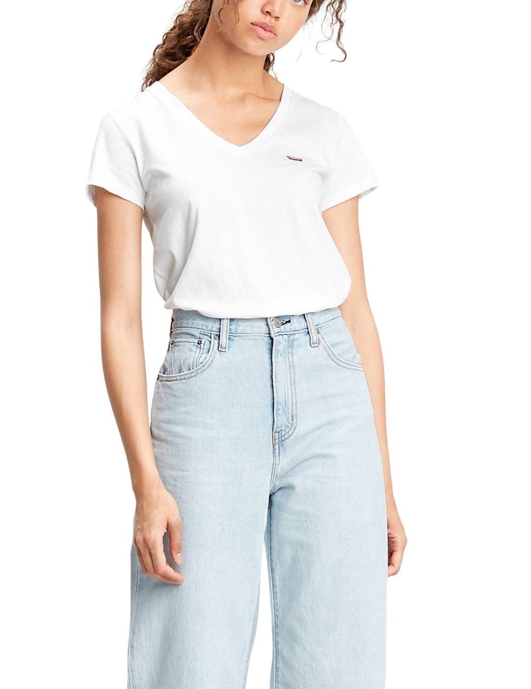 Levis camiseta Perfect V-Neck Tee blanca