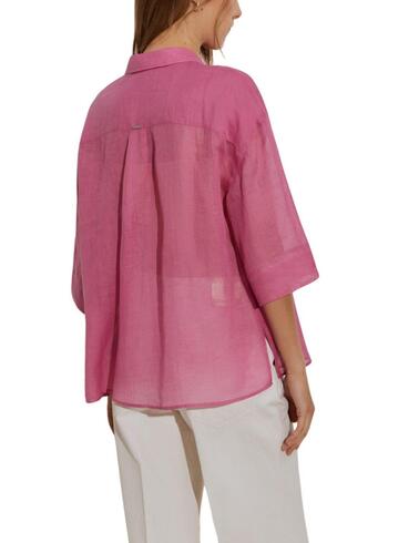 Camisa Lion of Poches oversize de ramio de manga corta