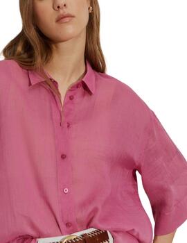 Camisa Lion of Poches oversize de ramio de manga corta