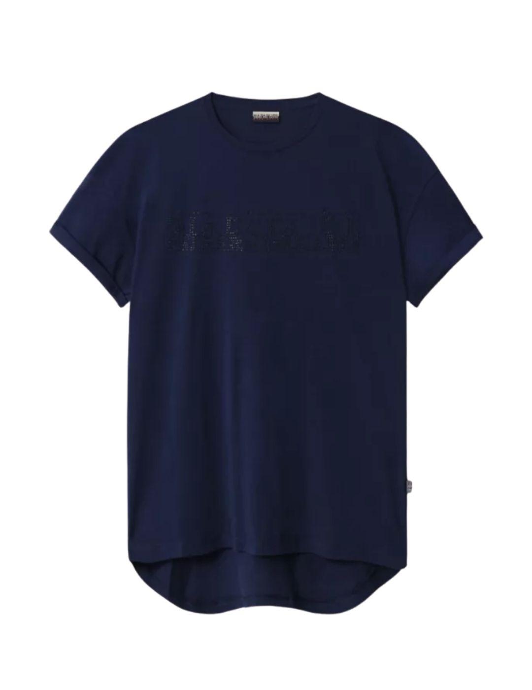 Camiseta Napapijri Siccari azul marino para mujer manga cort