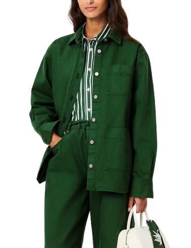 Sobrecamisa Lacoste de mujer en tejido denim oversized