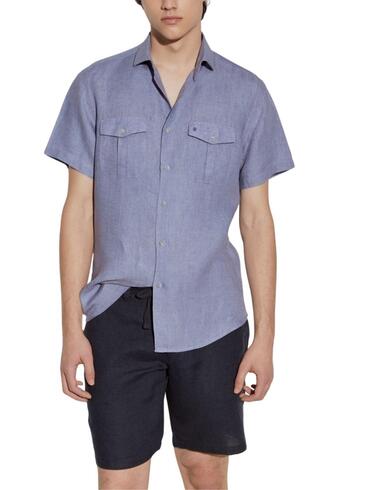 Camisa Lion of Porches de hombre de lino y manga corta