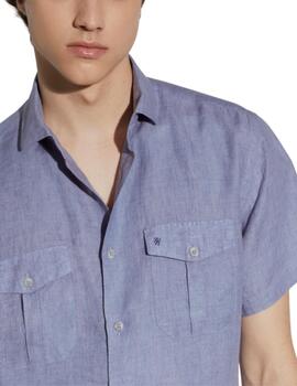 Camisa Lion of Porches de hombre de lino y manga corta