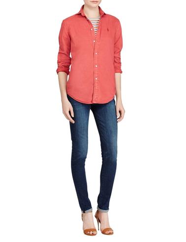 Camisa Polo Ralph Lauren Relaxed Fit teja para mujer