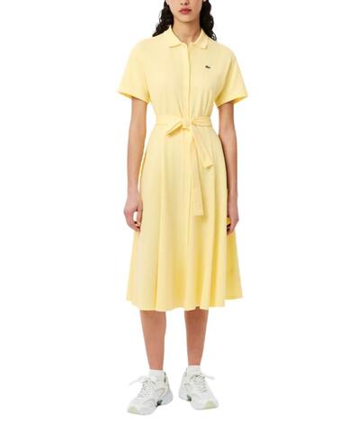 Vestido Lacoste de piqué con vuelo y cinturón de mujer