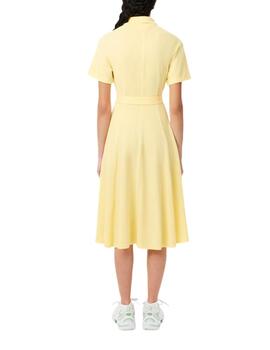 Vestido Lacoste de piqué con vuelo y cinturón de mujer