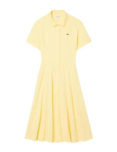 Vestido Lacoste de piqué con vuelo y cinturón de mujer