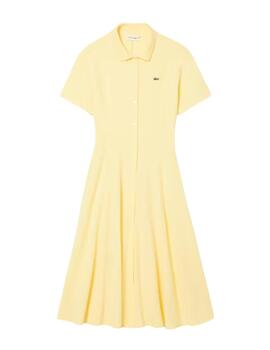 Vestido Lacoste de piqué con vuelo y cinturón de mujer