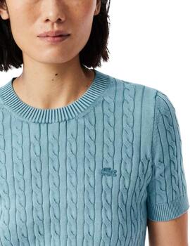 Jersey Lacoste de mujer de manga corta con efecto lavado
