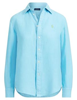 Camisa Polo Ralph Lauren de lino Relaxed Fit turquesa