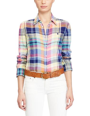 Camisa Polo Ralph Lauren de cuadros de lino de mujer