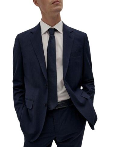 Traje Decenio de hombre de corte slim fit en marin con rayas