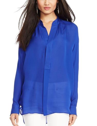 Blusa Polo Ralph Lauren de seda azulón de mujer