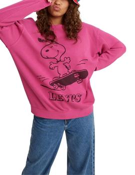 Sudadera Levis Penauts Graphic Crew Sweatshirt Fucshia